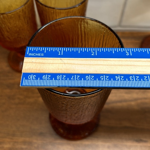 Vintage Ravenhead Siesta Mid Century Textured Stemmed Amber Glasses Set Of Four - Picture 11 of 16